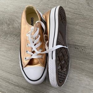 Rose gold converse sneakers, like new!